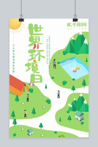 环境世界环境日海报模板_2.5d世界环境日海报