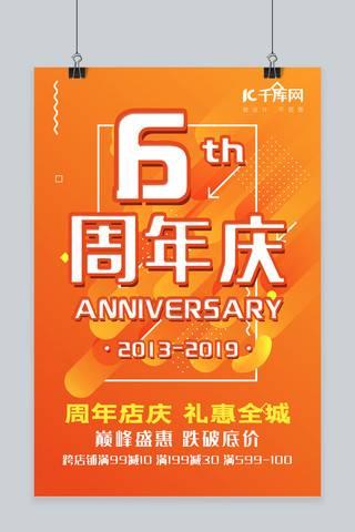 橙色周年店庆海报模板_周年店庆促销活动宣传海报