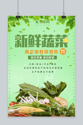 简约创意合成实物摄影绿色农产品新鲜蔬菜海报