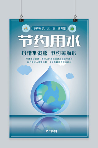 水资源环保海报海报模板_节约用水珍惜水资源公益宣传海报