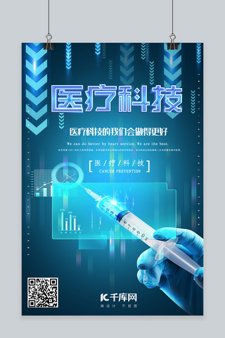 简约创意合成蓝色科技医疗健康卫生海报