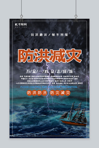 洪水海报模板_洪水预警推广海报