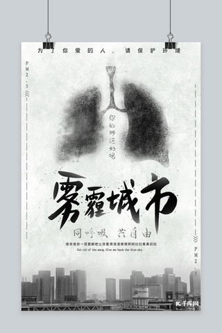 城市雾霾公益宣传海报