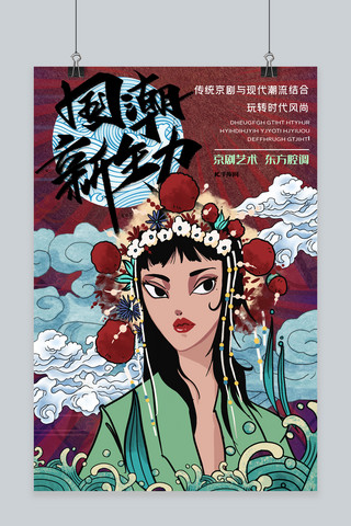 中国风京剧艺术国潮文化宣传海报
