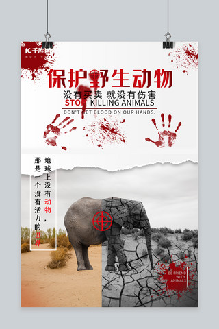 大象海报海报模板_世界动物日公益宣传海报