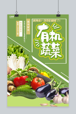 新鲜有机蔬菜海报模板_有机蔬菜蔬菜配送绿色创意海报