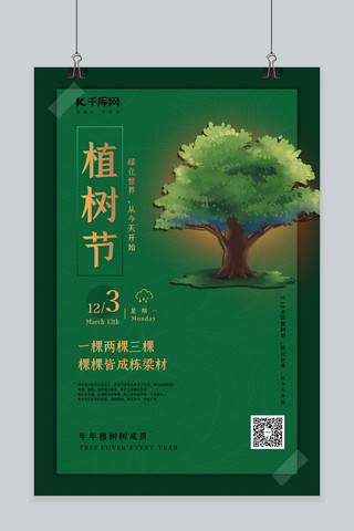 植树节森林树木绿色简约海报