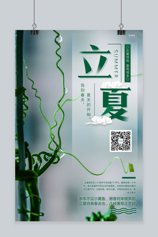 24节气植物海报模板_立夏植物绿色创意海报