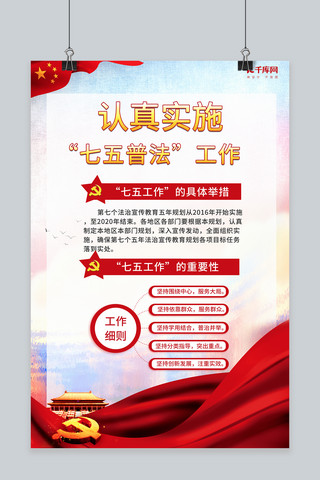 七五普法宣传天安门红色合成党政海报