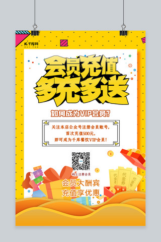 会员招募礼品黄色扁平海报