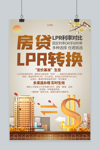 房贷LPR转换房地产金色创意海报