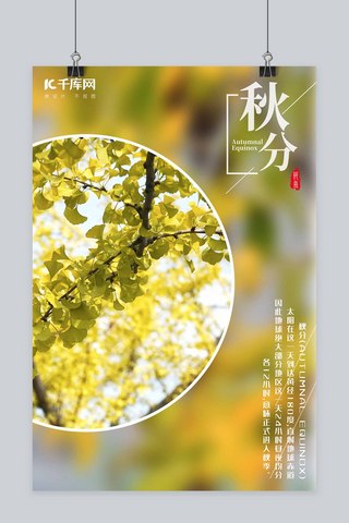 秋分传统节气海报模板_秋分传统节气黄色简约清新海报