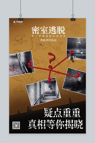 简约中国地图海报模板_密室逃脱照片棕色简约海报
