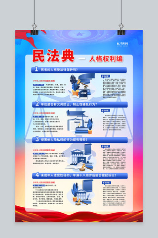解读民法典海报模板_民法典实施蓝色简约海报