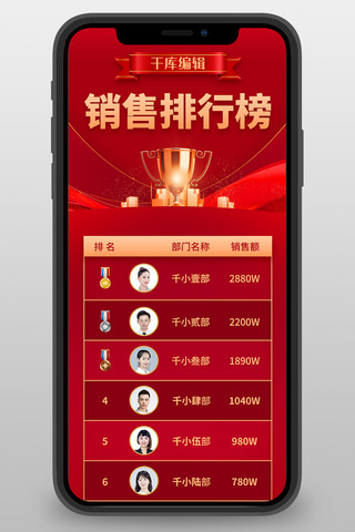 营销长图海报模板_销售排行榜红金色简约营销长图