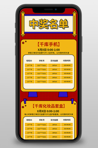 电商宣传海报模板_中奖名单活动红色电商宣传营销长图