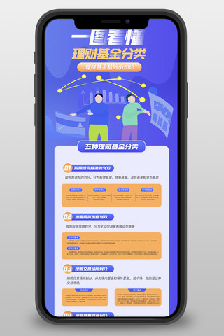 手机长图理财海报模板_金融理财基金蓝色简约长图