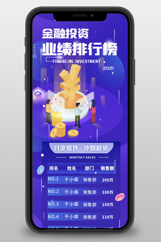 金融投资蓝色简约长图