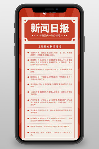 新闻日报放射线条红色复古风长图海报