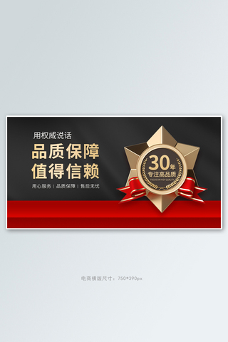 1688品质保障黑金色简约横版banner