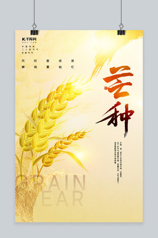 节气字体海报模板_大气芒种节气麦子暖色中国风海报