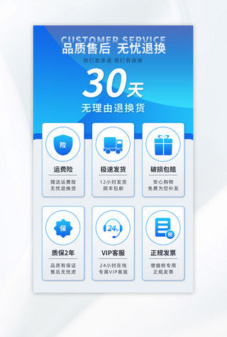 客服海报海报模板_电商售后蓝色简约海报