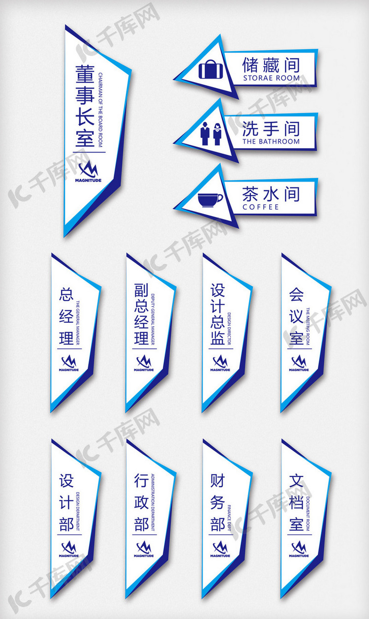 2018年蓝色色简洁大气导视牌导向牌