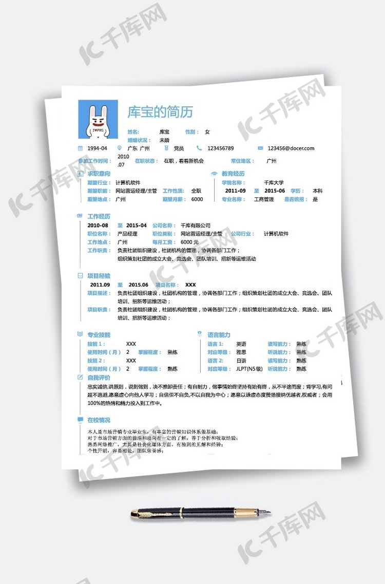 新媒体运营求职简历模版