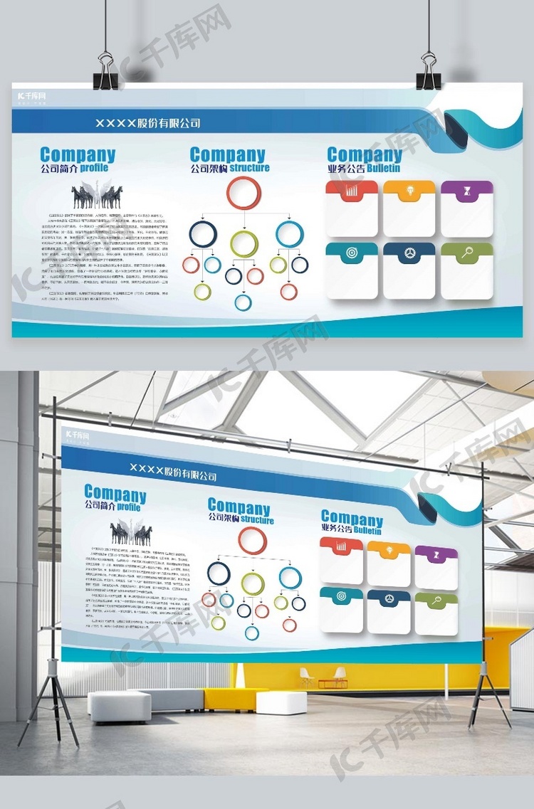 企业文化公司简介公司架构白色简约展板