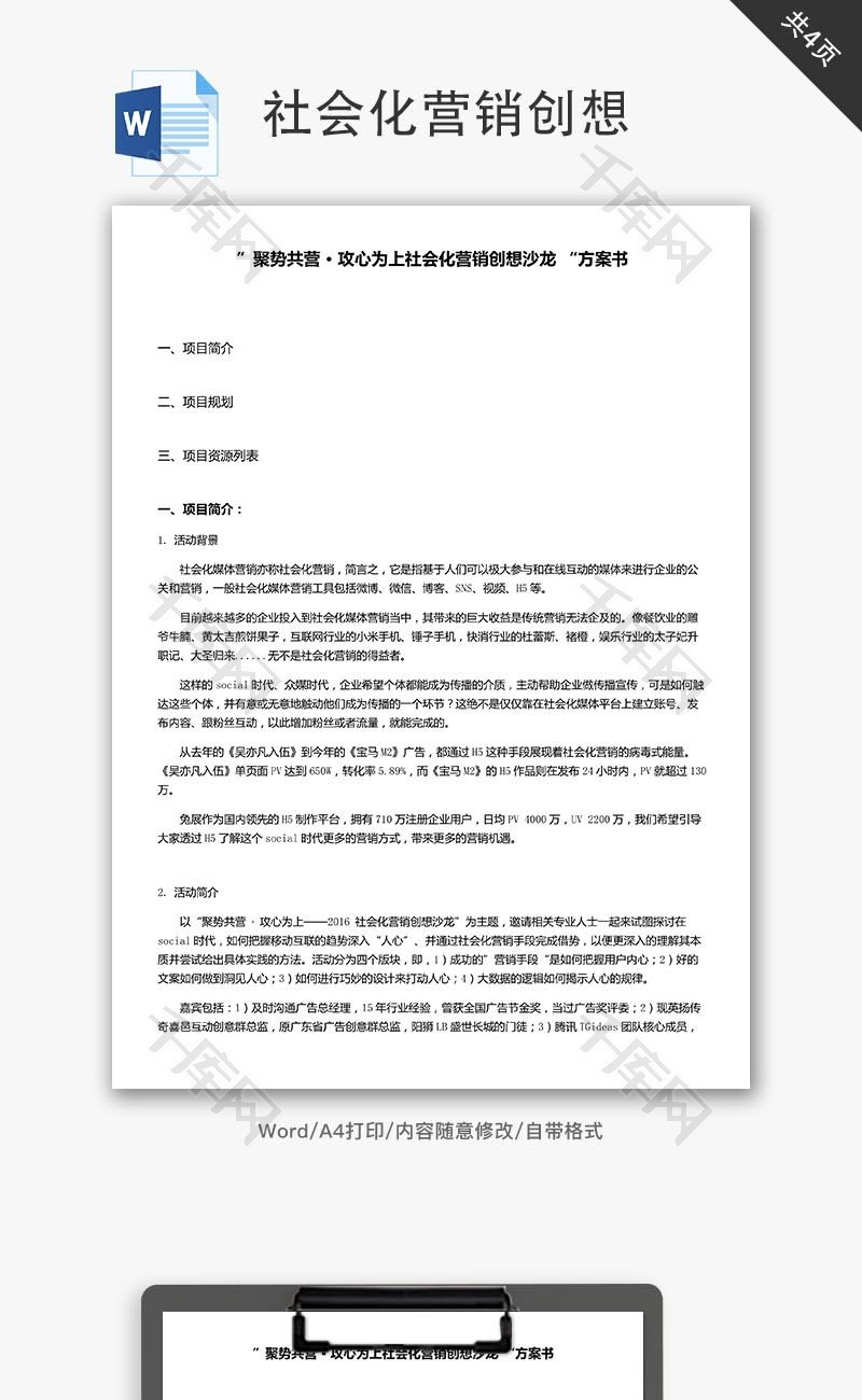 社会化营销策划word文档