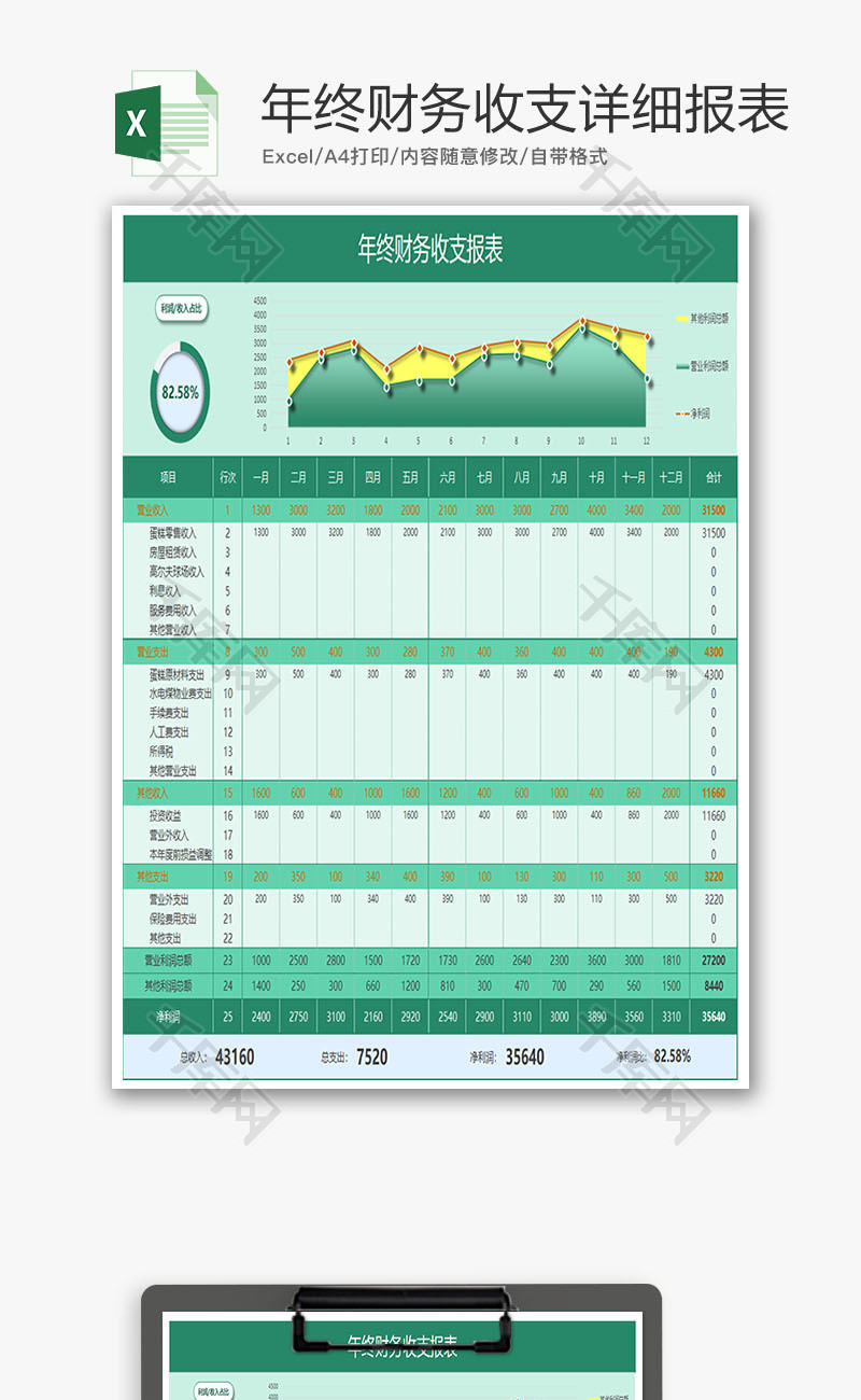 年终财务收支详细报表