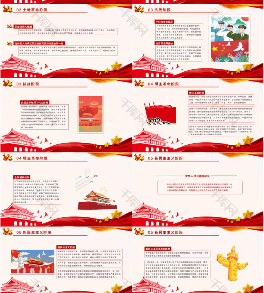 红色中国庆典党史宣传PPT模板