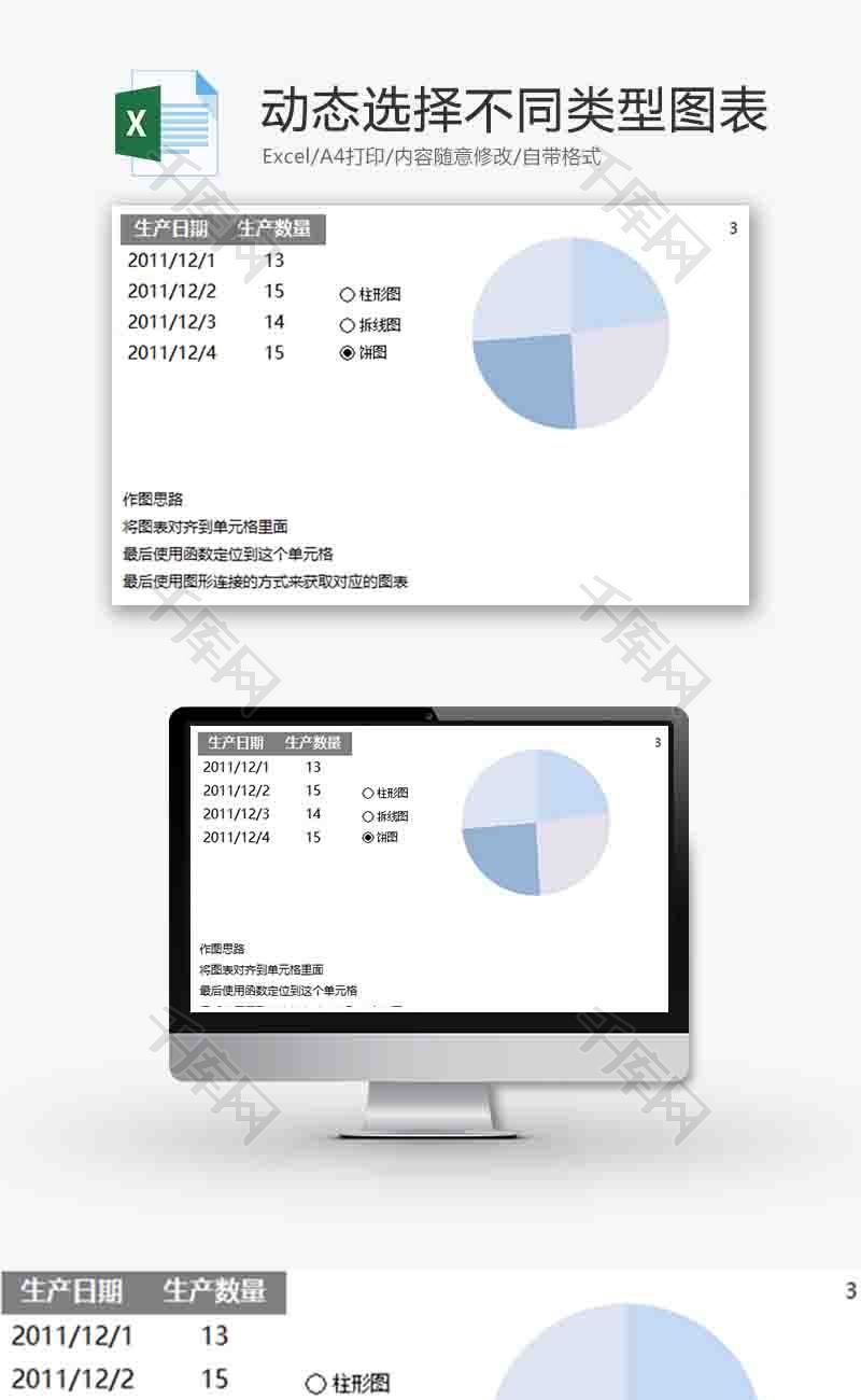 企业动态选择不同类型图表excel模板