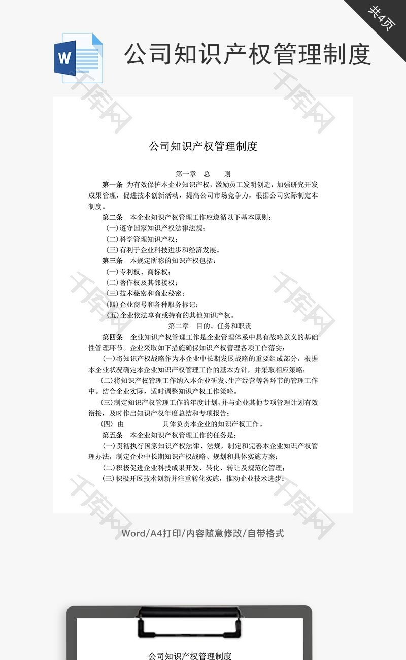 公司知识产权管理制度word文档