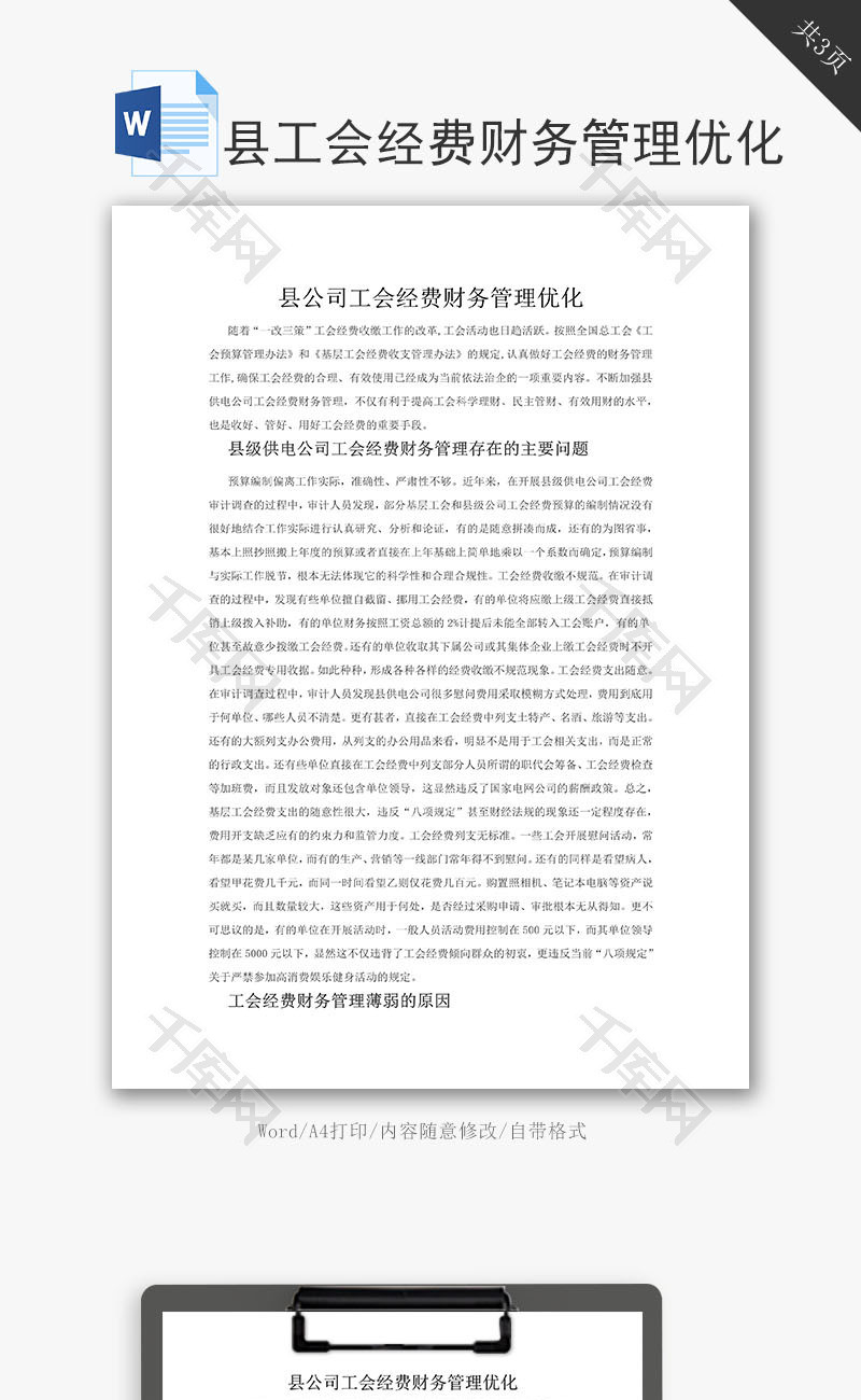 县公司工会经费财务管理优化word文档