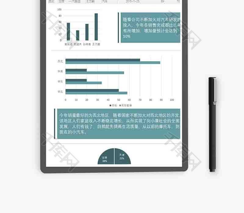 销售数据分析柱形图excel模板