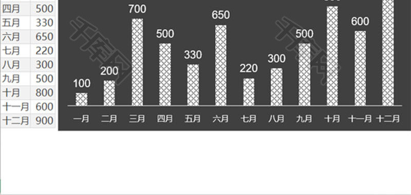 黑白经典网状柱形图Excel模板