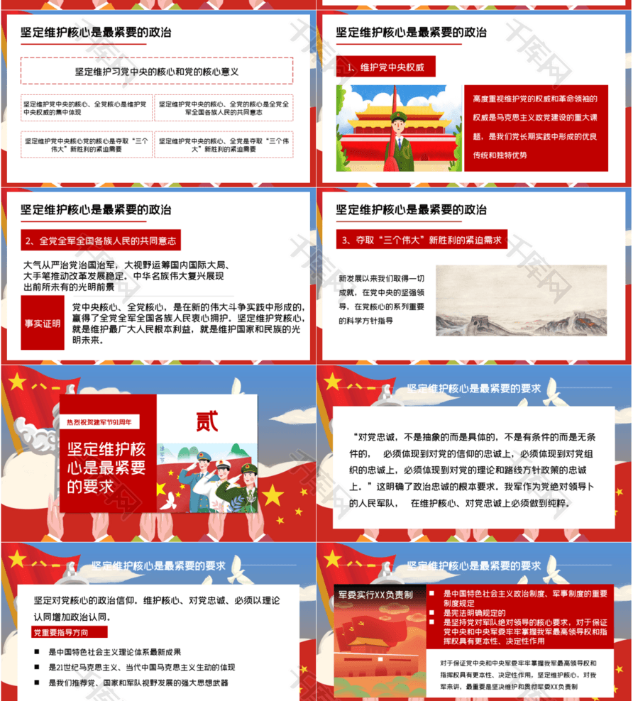 党政风大气八一建军节日汇报PPT模板