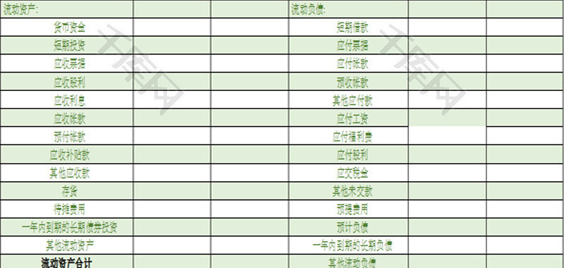 公司企业资产负债表Excel模板