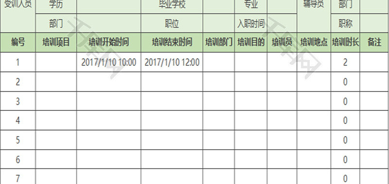 新员工培训计划表表格Excel模板.