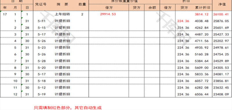 公司财务固定资产明细账Excel模板