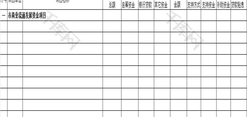 财政专项资金申报项目汇总表Excel模板