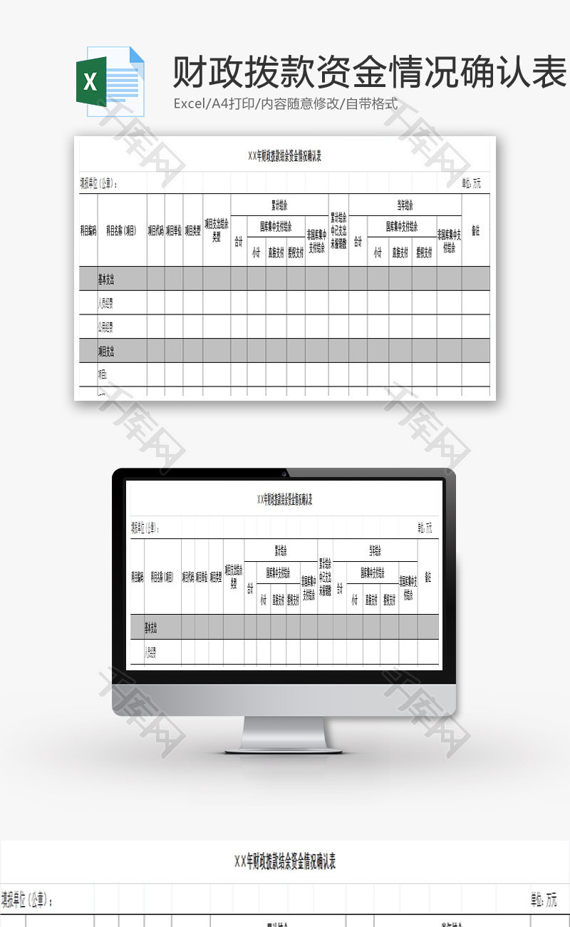 财政拨款结余资金情况确认表Excel模板