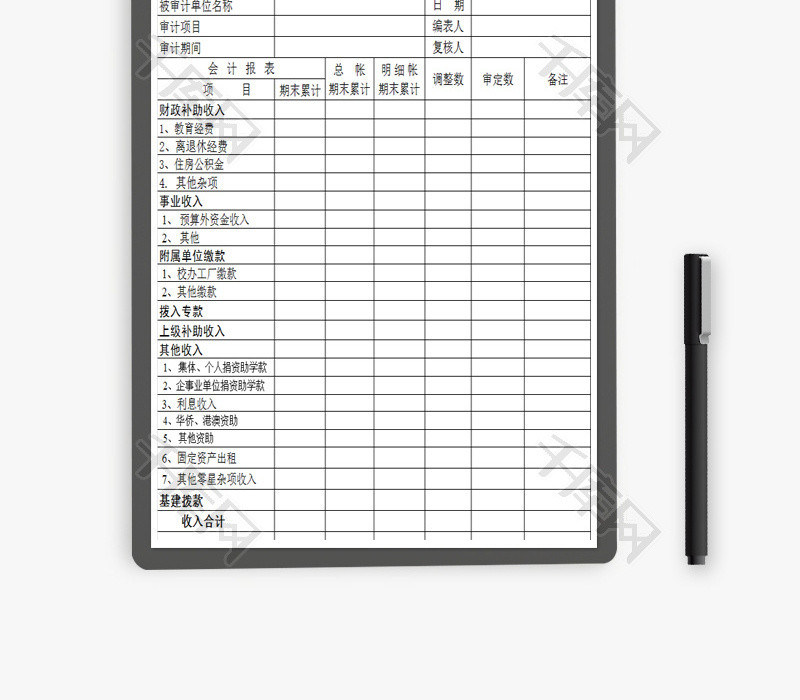财务收支审计情况审核表Excel模板