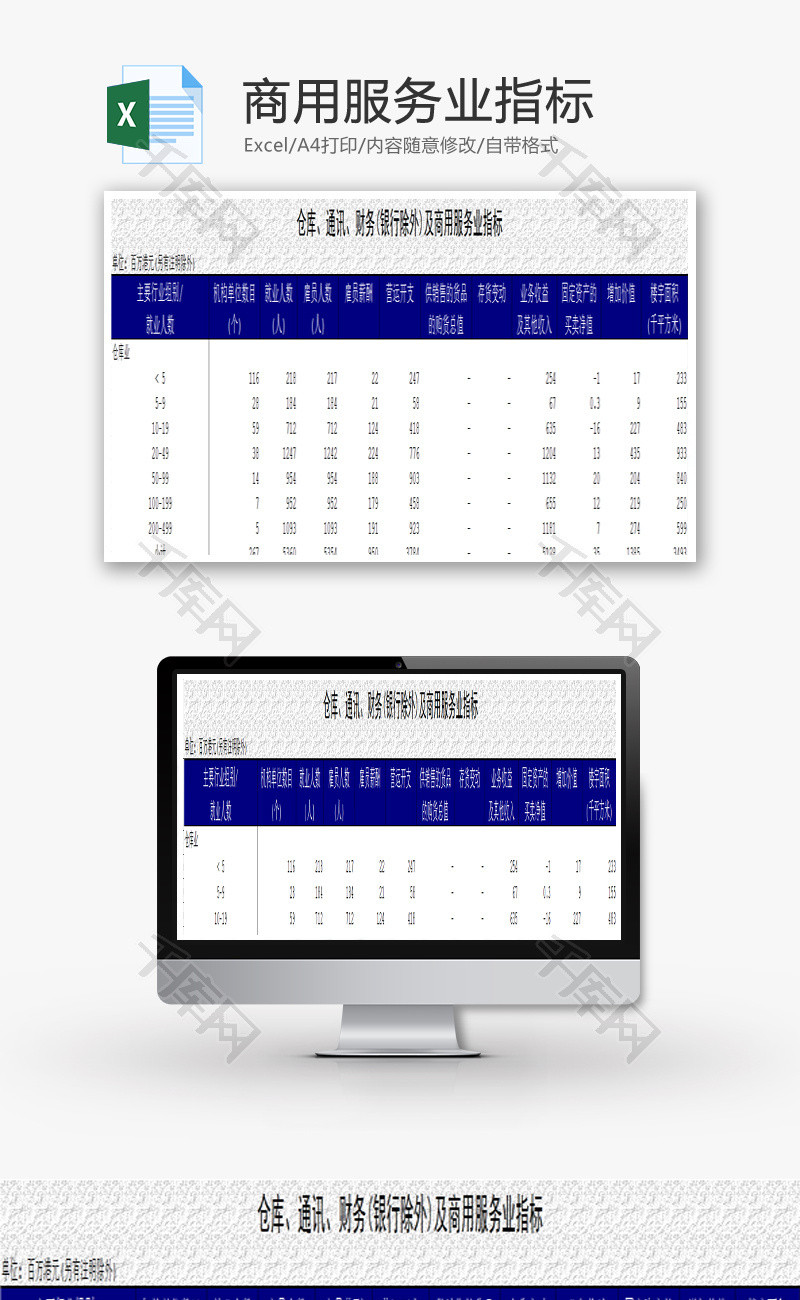 商用服务业指标Excel模板