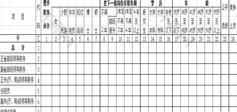 公开选拔、竞争上岗情况EXCEL模板