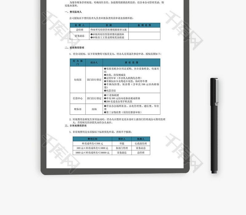 某上市公司费用报销管理条例word文档