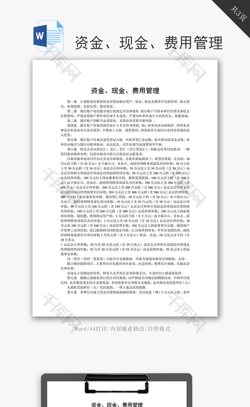 资金、现金、费用管理word文档