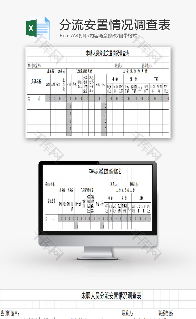 未聘人员分流安置情况调查表EXCEL模板