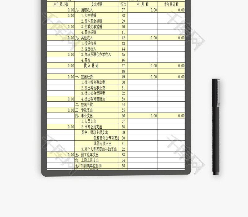 收支情况表EXCEL模板